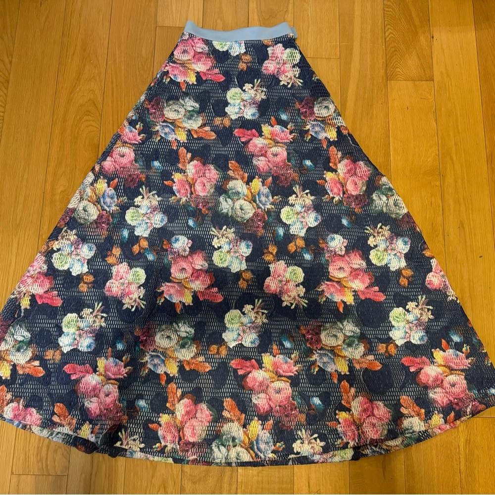 Handmade Floral Mesh A-Line Skirt - Size XS/S